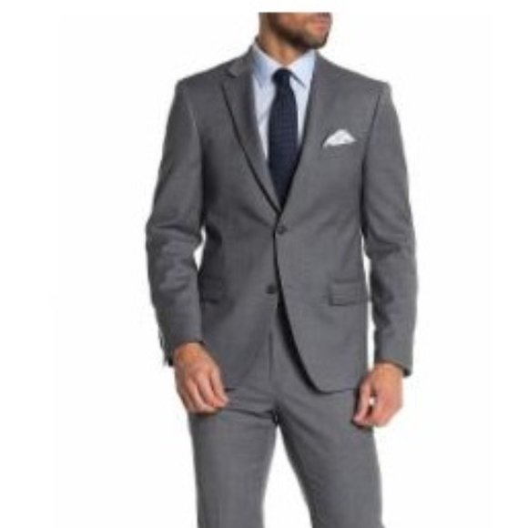 NWT Tommy Hilfiger Grey Plaid 2 Button Notch Lapel Slim Fit Blazer 42L $350 X151